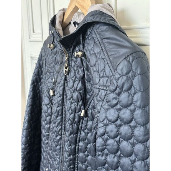 Laundry by Shelli Segal Ws Small Jacket Navy Lightweight Full Zip Quilted Hooded - Picture 4 of 14